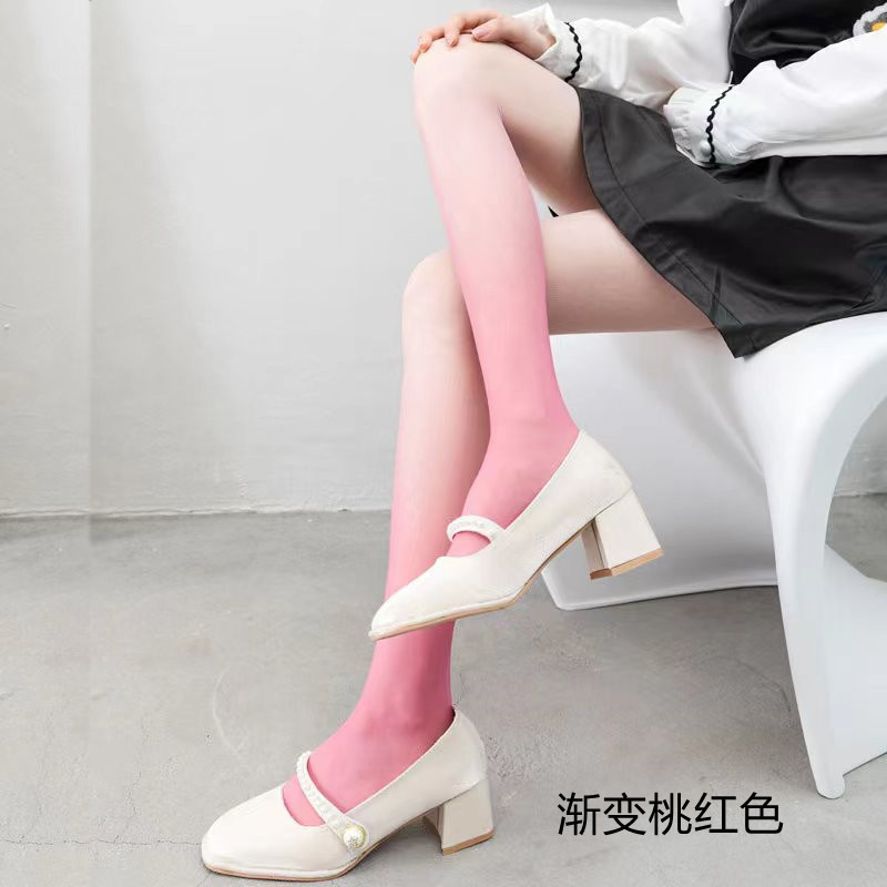 Gradual Color Black Silk Stockings For Women Anti-Hook Durable Thin Spring And Autumn Velvet Small Black Silk Slim Leg Pantyhose Specification drawing