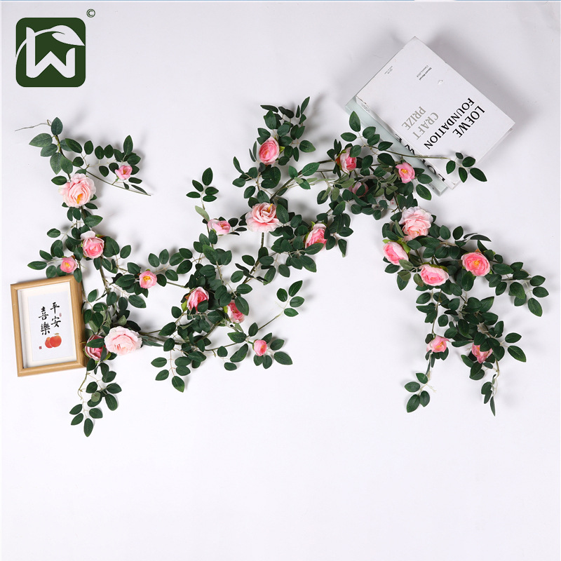 Cross-border artificial plants, wall-mounted false walls, vines, roses, green plants, plastic vines, atmosphere decoration and arrangement props and supplies