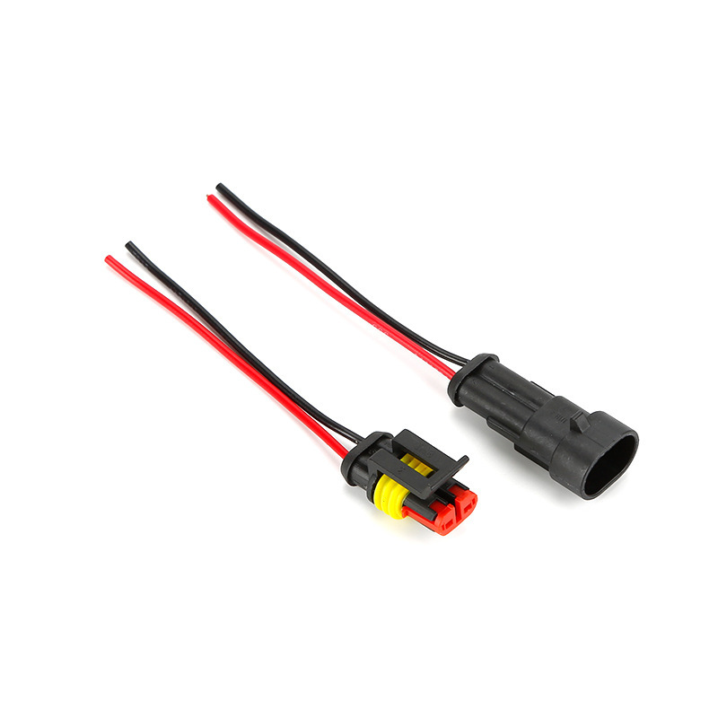 2P automotive waterproof connector with wire, amp plug socket, HID male and female automotive wiring harness, national standard wire, 15 cm Item Picture