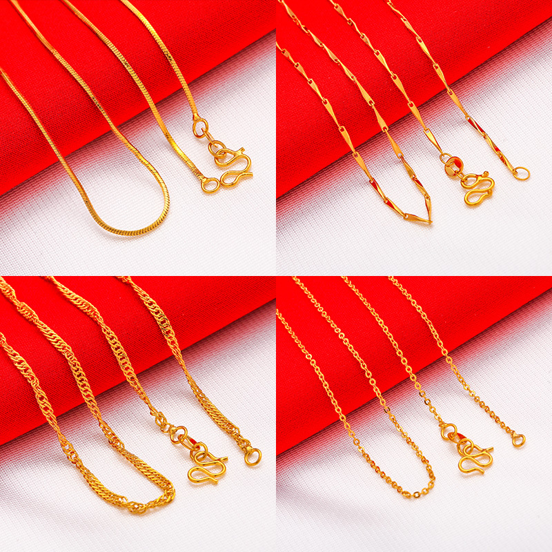 Vietnamese sand gold gold-plated necklace, women's necklace, water wave necklace, snake bone necklace, box necklace, O-shaped necklace Application Scenario