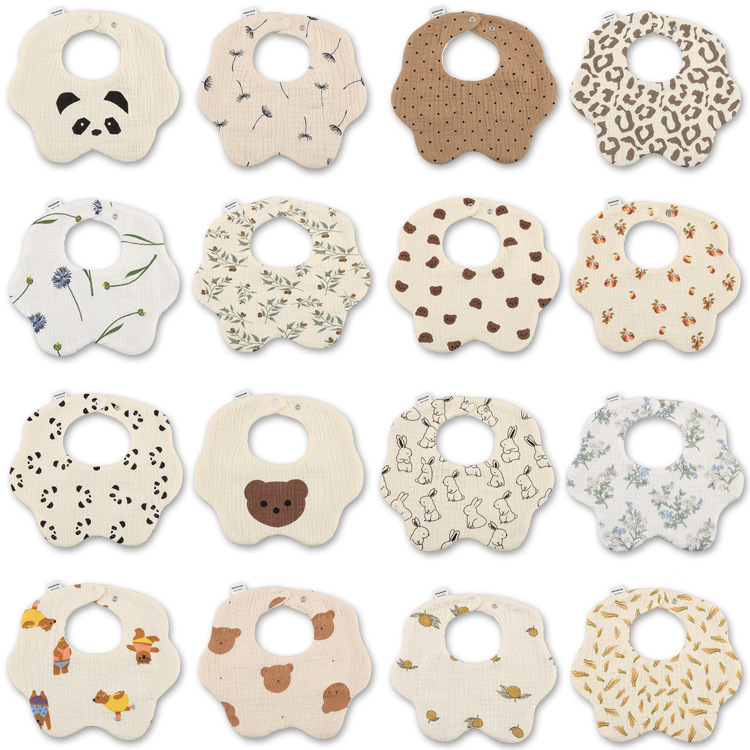 360 Degree 6-Layer Cotton Gauze Baby Bib Baby Bib Cotton Baby Drool Towel Baby Bib