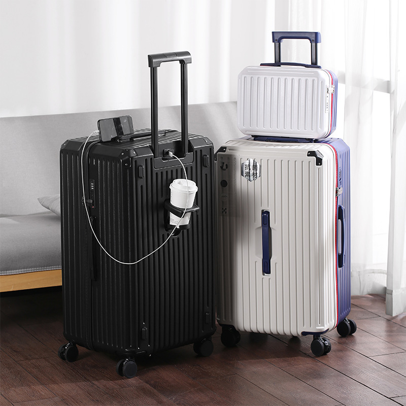 Luggage: 28-inch large-capacity, 30-inch multi-functional mother and child suitcase with swivel wheels, thickened travel case, 14-inch cosmetic case details Picture