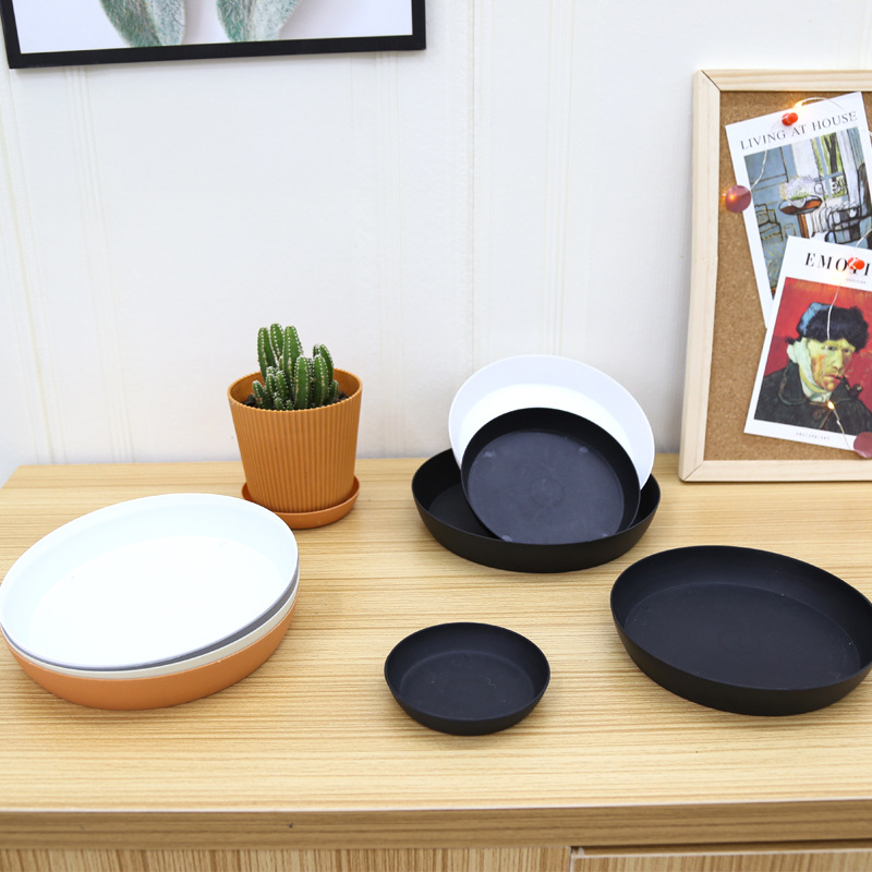 厂家直供 圆形塑料花盆搭配托盘加厚新料底托 pp材质圆形托盘详情图2