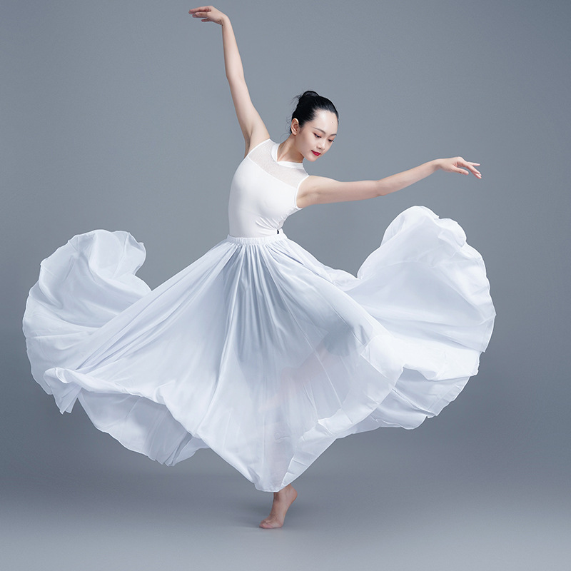 Classical dance long skirt, modern Xinjiang chiffon performance, flowing Chinese style 720-degree half-body practice gauze skirt details Picture