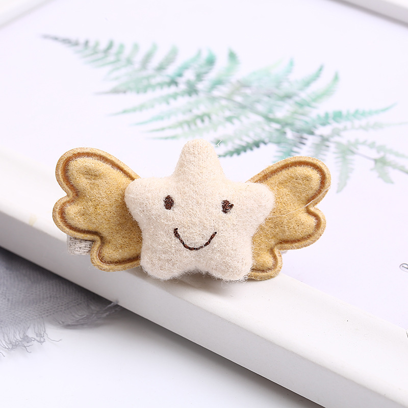 Children's fashionable hair clips, Korean angel wings, starfish fabric duckbeak clips, girls' bangs clips, trendy headwear wholesale details Picture
