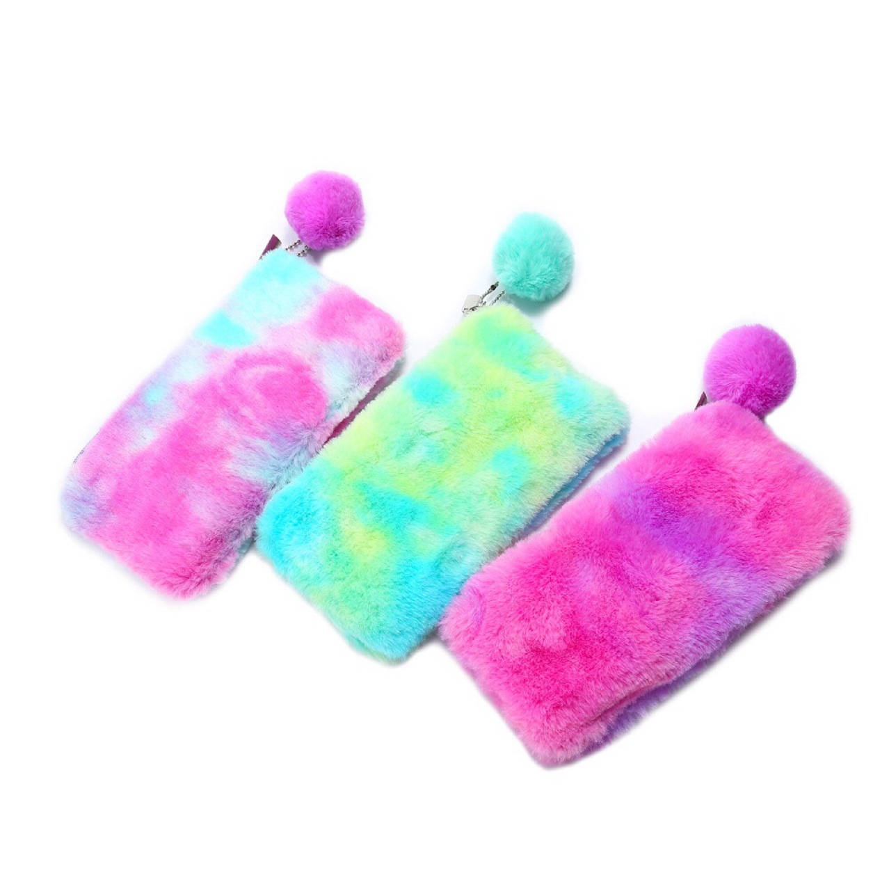 Winter plush pen case, student cartoon stationery storage bag, cute cat, furry cartoon girl, loose change and coin case Item Picture