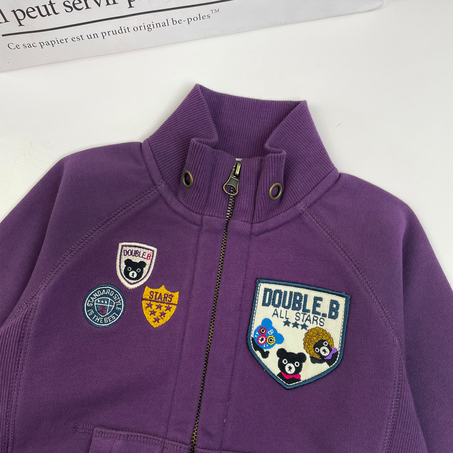 Miki's Spring 24 collection of Japanese streetwear for boys, girls and children features a DB explosion hairstyle badge, a high-neck, stylish zipper cardigan Specification image