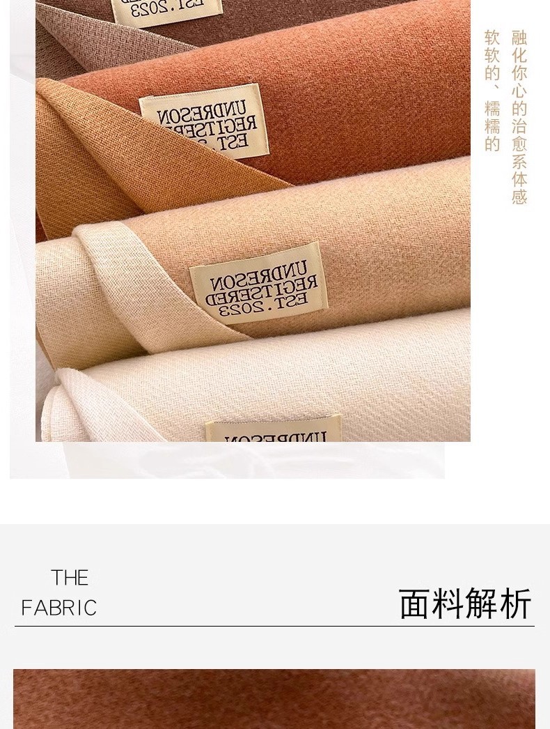超软糯羊绒围巾女冬季高级感韩版百搭驼色双面纯色送妈妈保暖围脖详情3