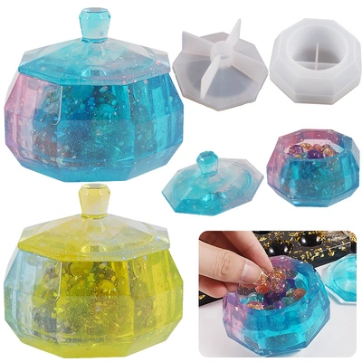DIY crystal drop glue storage box mold cut gem storage box jewelry storage epoxy resin tank silicone mill thumbnail