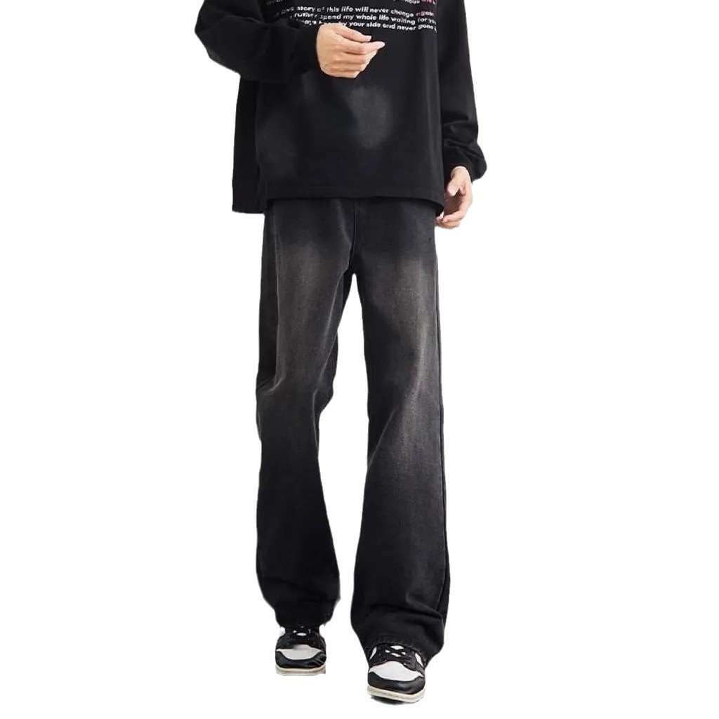 Jeans white men's black and gray casual trousers Item Picture