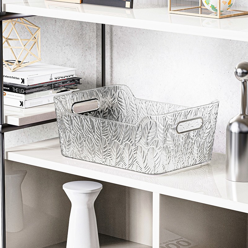 Light luxury cosmetics storage box, plastic transparent dormitory mask, skin care products, snacks, small storage box for sundries, desktop storage Specification image