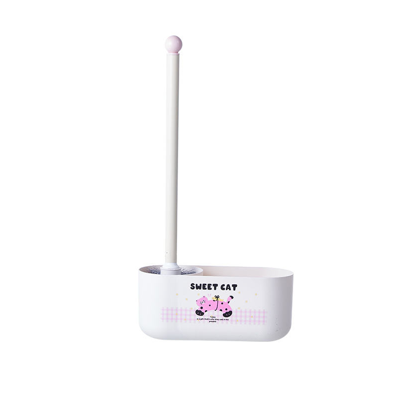 Creative cartoon toilet brush, household plastic wall-mounted toilet brush with base, cleaning brush, wall-mounted sleeve Item Picture