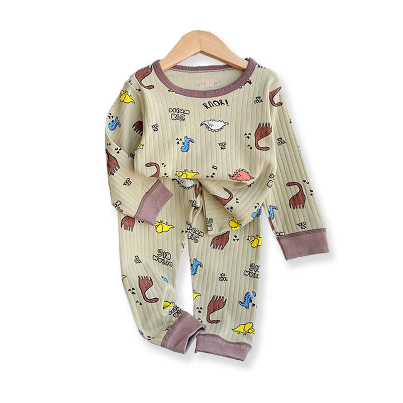 Children's Qiuyi long Johns suit pure cotton female baby cotton pajamas two-piece set boys underwear baby home clothes Item Picture