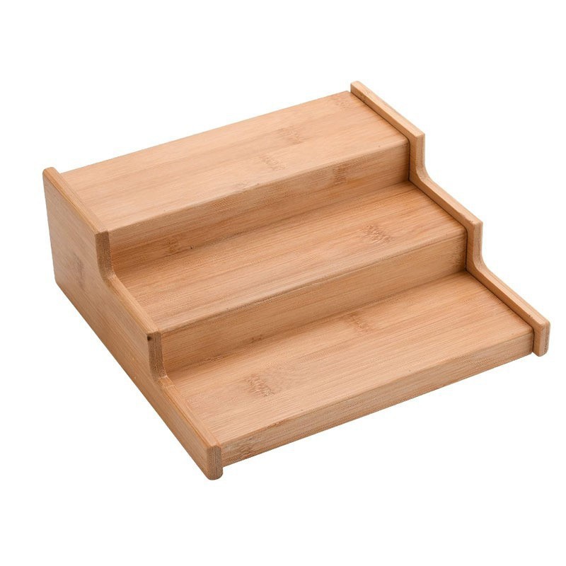 Bamboo spice rack, wooden storage rack, kitchen seasoning rack, oil, salt, soy sauce and vinegar storage rack, stepped three-layer storage rack Item Picture