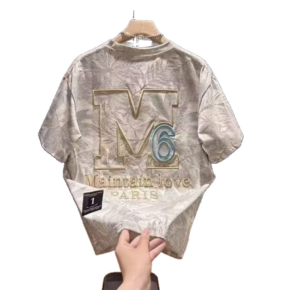2026 Summer trendy brand letter-embroidered round-neck short-sleeved men's cool, simple, fashionable, loose and versatile casual T-shirt Item Picture
