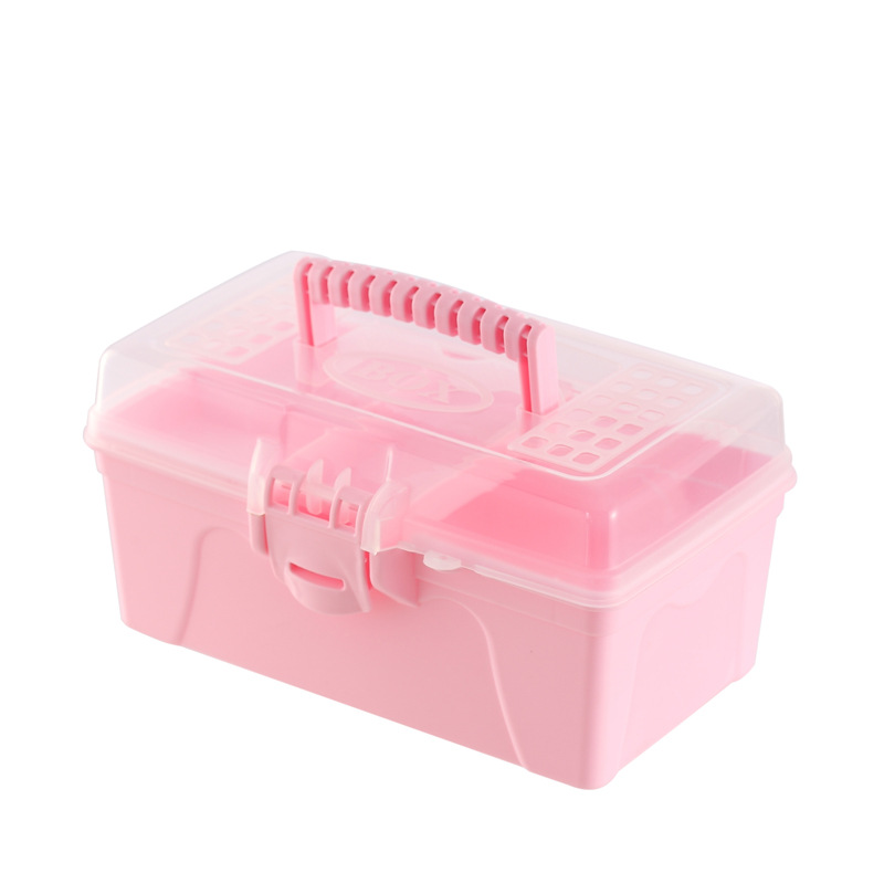 Factory direct sales PP household medicine box, thickened double-layer storage box, household cosmetics and accessories storage box, portable stationery Item Picture