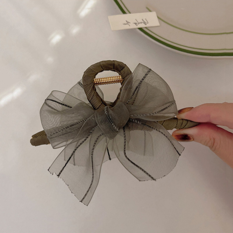 Mori Tie Bow Hair Clip Back Head Senmei Large Grab Clip Women Fall Advanced Sense Elegant Shark Clip Headwear details Picture