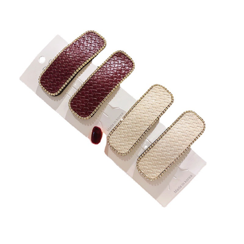 Leather Rhine-Diamond Bb Clip Internet Celebrity Girl Edge Clip Bangs Clip Korean Style Back Of Head Broken Clip Clip Hair Accessories Item Picture