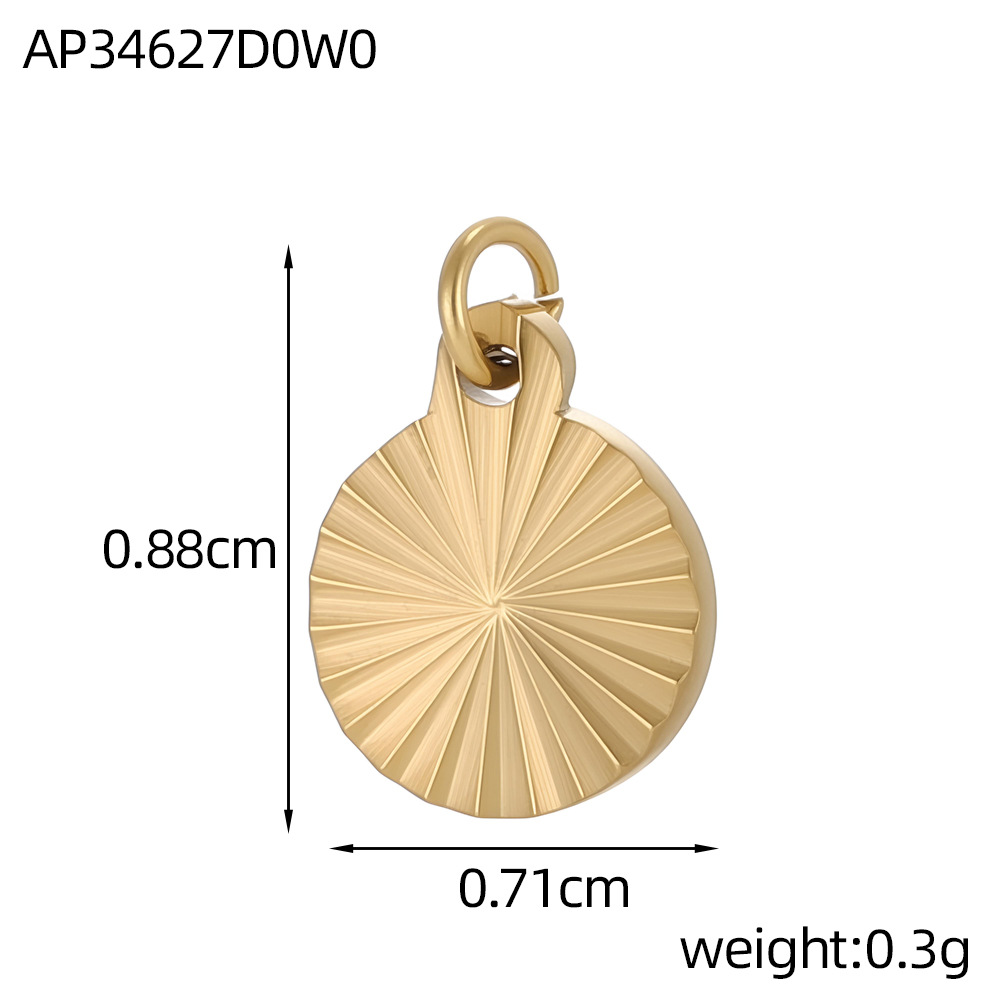 Cross-border best-selling stainless steel pendant texture pattern round plate heart four-leaf clover diy bracelet necklace accessory pic 12