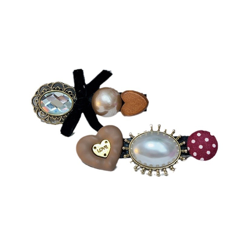 Boss Brother's new retro bow diamond French pair clip, original design, women's niche style and temperament Item Picture