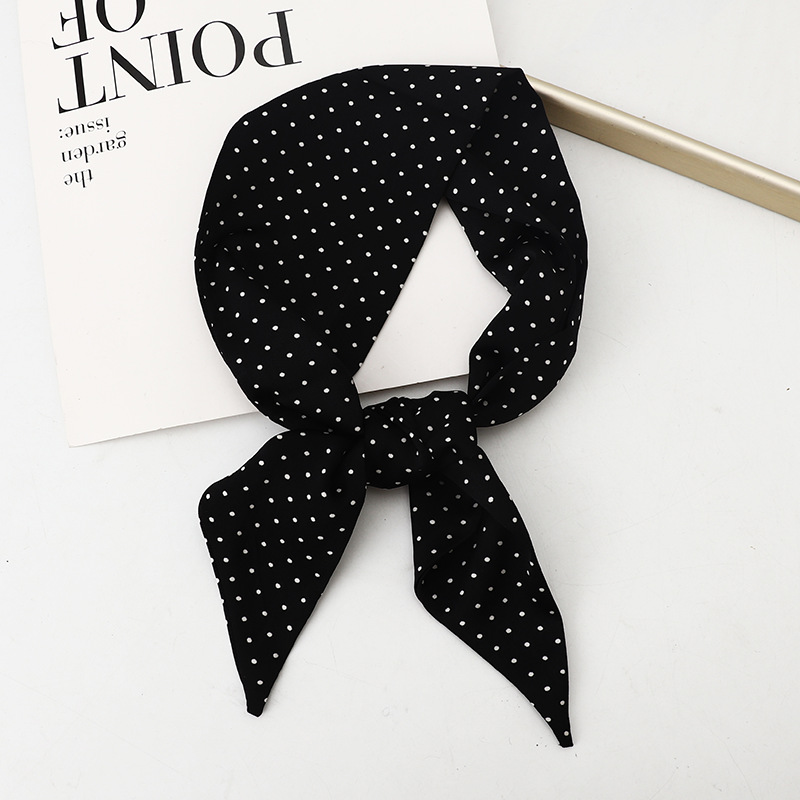 Polka Dot Small Silk Scarf Women's South Korea Spring Summer Printed Tie Bag Silk Scarf Long Senior Sense Tie Hair Streamer Headband Wholesale