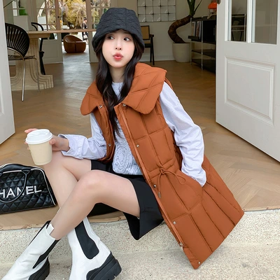 Real Shot 2024 Down Cotton Women's Winter Fat Mm Thickened Warm Thin Waistcoat Cotton Coat