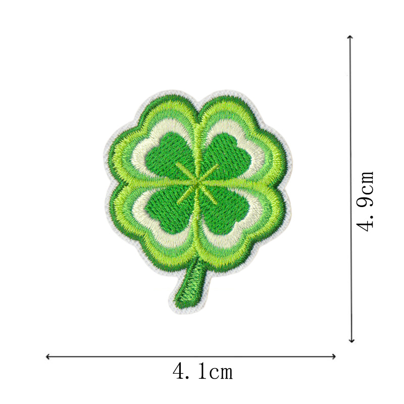 圣帕特里克节装扮刺绣布贴节日点缀三叶草补丁贴刺绣贴片绿色树叶详情8