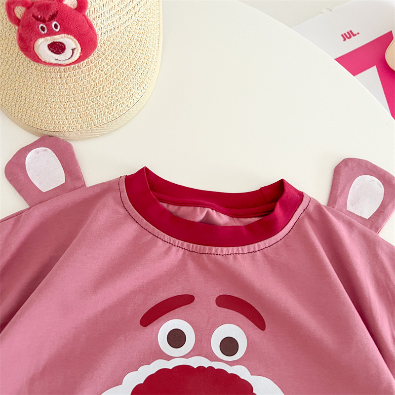 乐宾 0-2岁婴幼儿服装三角包屁衣 卡通造型哈衣草莓小熊棉质爬服详情图4