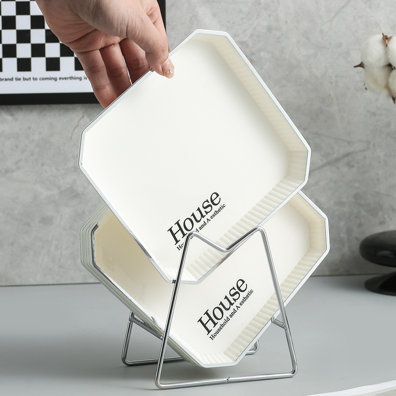 ins High appearance level bone-spitting plate, household PP plastic plate, water premium fruit, pastry, cake, candy storage square plate with stand, appearance level bone-spitting plate, household PP plastic plate, fruit, pastry, cake, candy storage square plate with stand details Picture