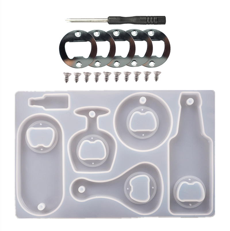 diy crystal resin drop glue beer spanner bottle opener Dry flower drop glue mirror silicone mold resin Specification drawing