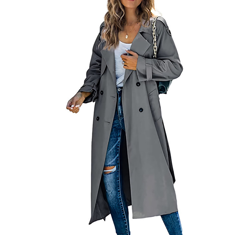 In Stock! Amazon Independent Station Cross-Border Europe And The United States Women's Winter And Autumn Wind Coat Foreign Trade 2023 Coat Women Specification drawing