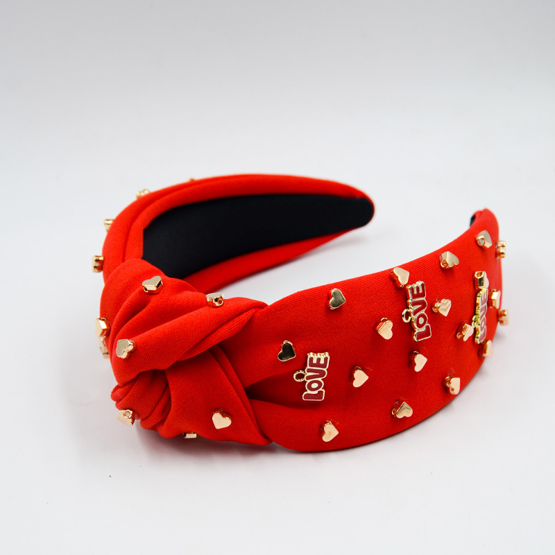 Qiwei Accessories' exclusive cross-border new hair band, fashionable and creative alloy oil drip LOVE letter accessory headband, women's heart-shaped simple hair accessory Specification image