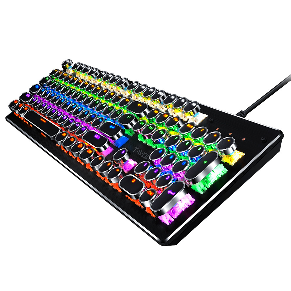 T-WOLF Thunder Wolf T75 Real mechanical keyboard wired RGB mixed light metal esports game retro punk blue axis Item Picture