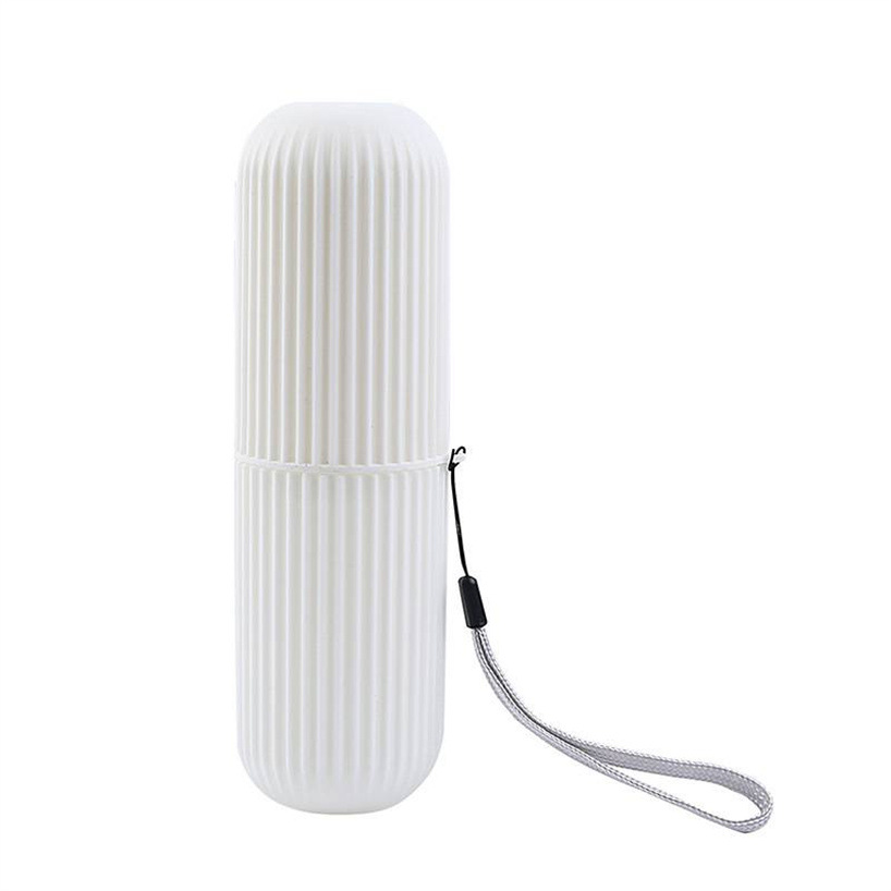String striped dental cup with lid dental box Plastic toothbrush holder Portable travel mouthwash cup Toiletry cup 1 yuan store Item Picture