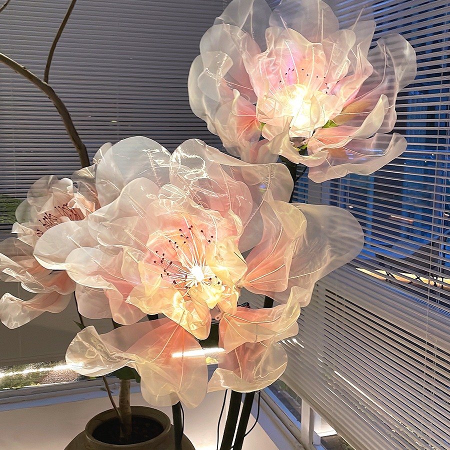 Large net red electric opening and closing handmade flower light paper art silk screen flower automatic opening and closing peach blossom scene beauty Chen device Item Picture