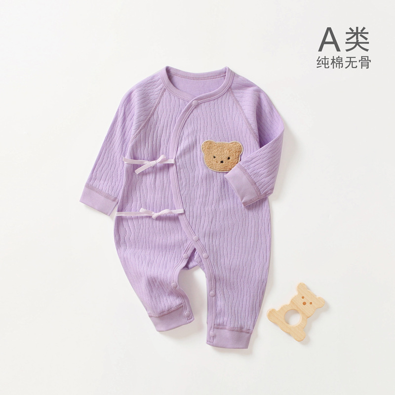 Newborn baby clothes spring and autumn style pure cotton butterfly 52 size 59 monk's suit 0-3-month newborn baby one-piece suit Specification image