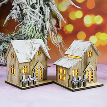 圣诞节新款装饰发光小木屋LED木质圣诞小房子圣诞节桌面摆件挂件