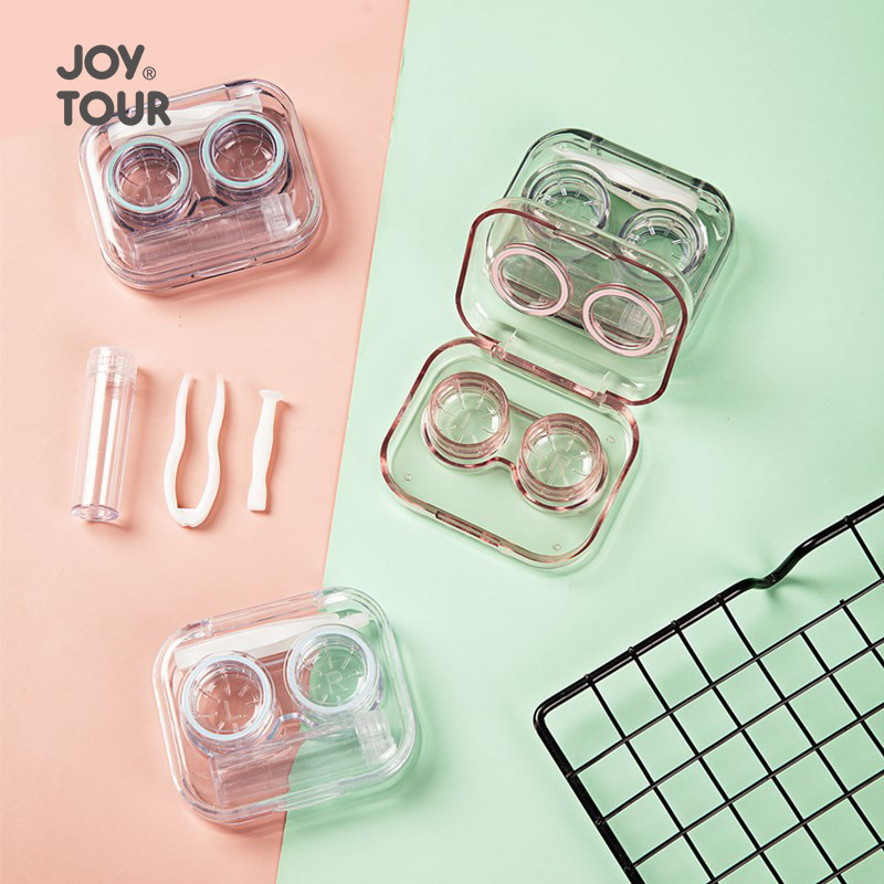 In-stock contact lens cases, portable transparent mini simple beauty contact lens double box, no need to screw on the cap, integrated box supply Specification image