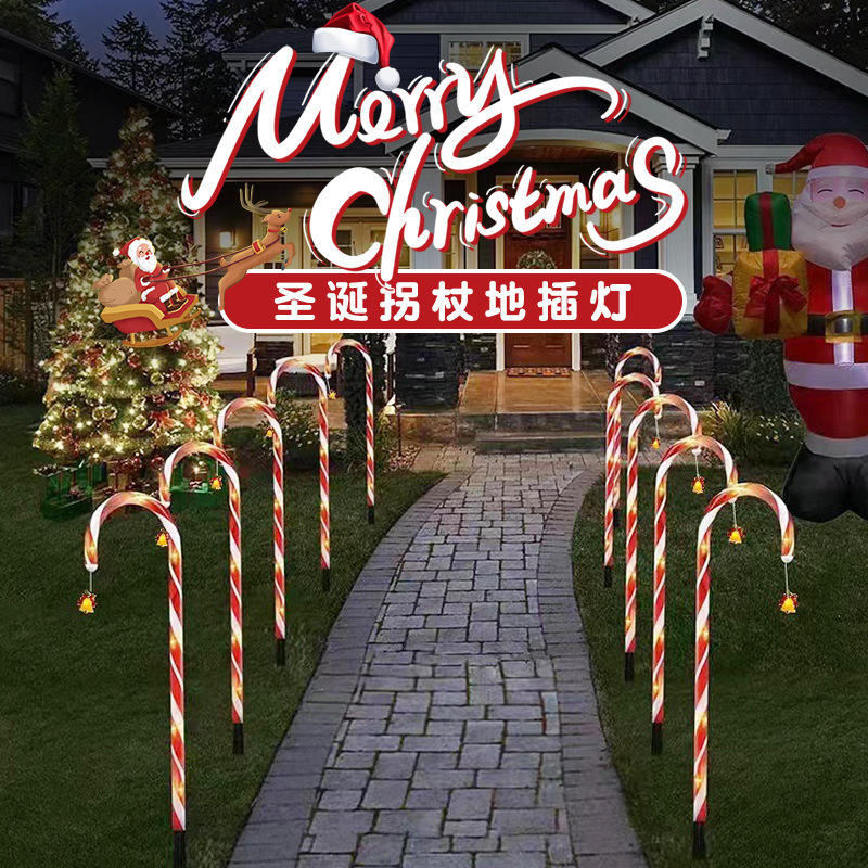 Lawn Lights Christmas Cross Border Lights Solar Colored Lights Crutches A Drag Ten Garden Garden Insert Candy New