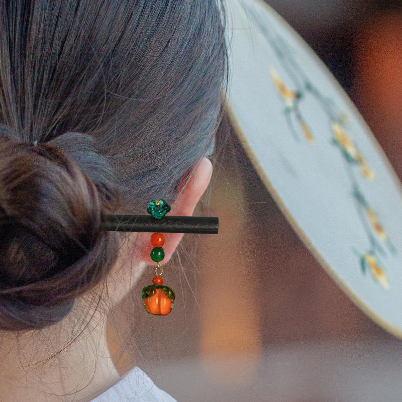 Ancient-style simple wooden hairpin tassel step hairpin, imitation ebony wood headpiece, updo Hanfu accessory, ancient-style hairpin for women details Picture
