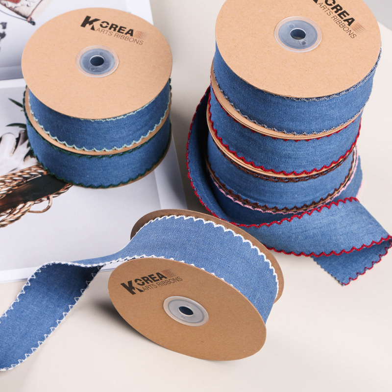 Lace Denim Webbing Handmade Materials Gift Flower Packaging Shoe Flower Straw Hat Bow Curvy Edge Cowboy Ribbon Specification drawing