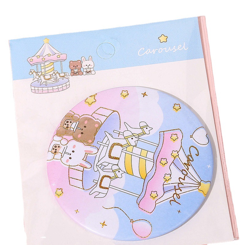 便携式小镜子/随身补妆镜/通用礼品镜/迷你梳妆镜/学生便携镜/ins风卡通小圆镜白底实物图