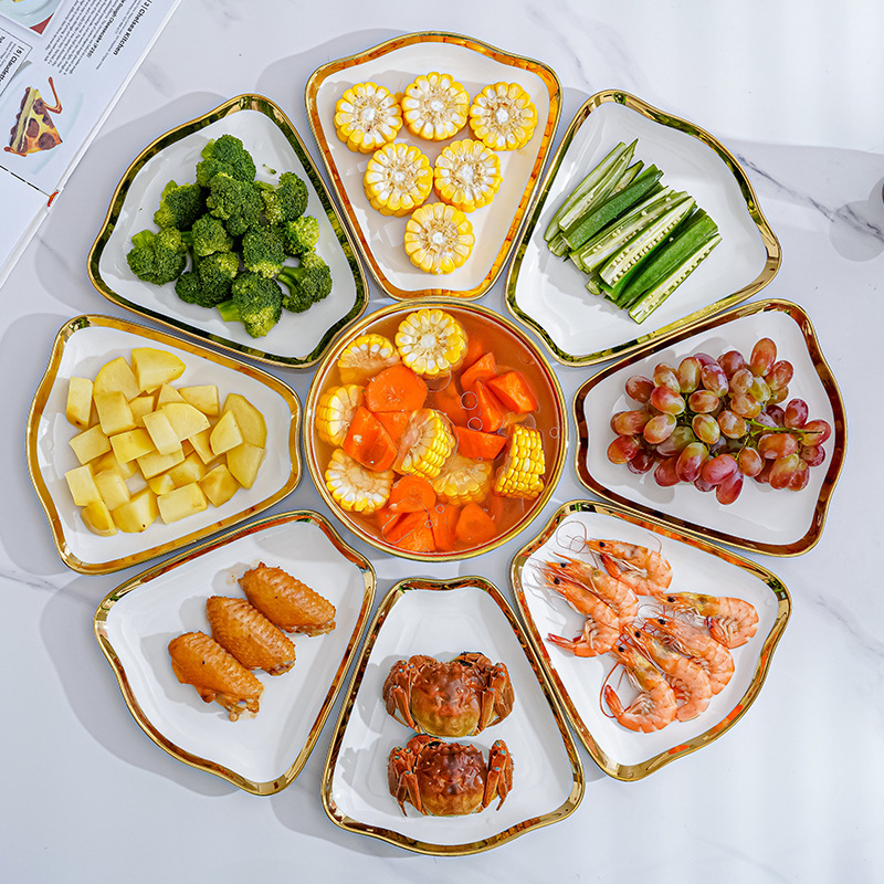 Ceramic reunion dinner platter tableware combination plate, popular dish plate, bowl and dish set, home New Year's Eve dinner family platter Specification image