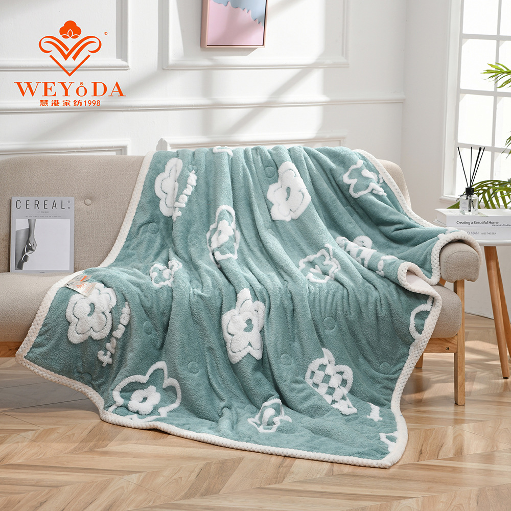 Flannel Blanket Winter Single Animal Embroidered Blanket Office Nap Air Conditioning Coral Velvet Nap Blanket details Picture
