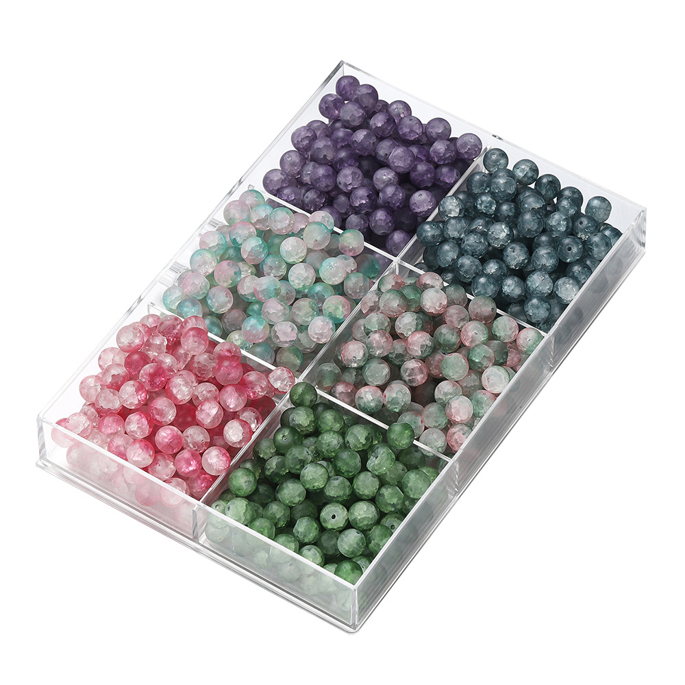 圆珠爆花10mm琉璃珠手工串珠玻璃散珠子 diy手链手串饰品配件批发白底实物图