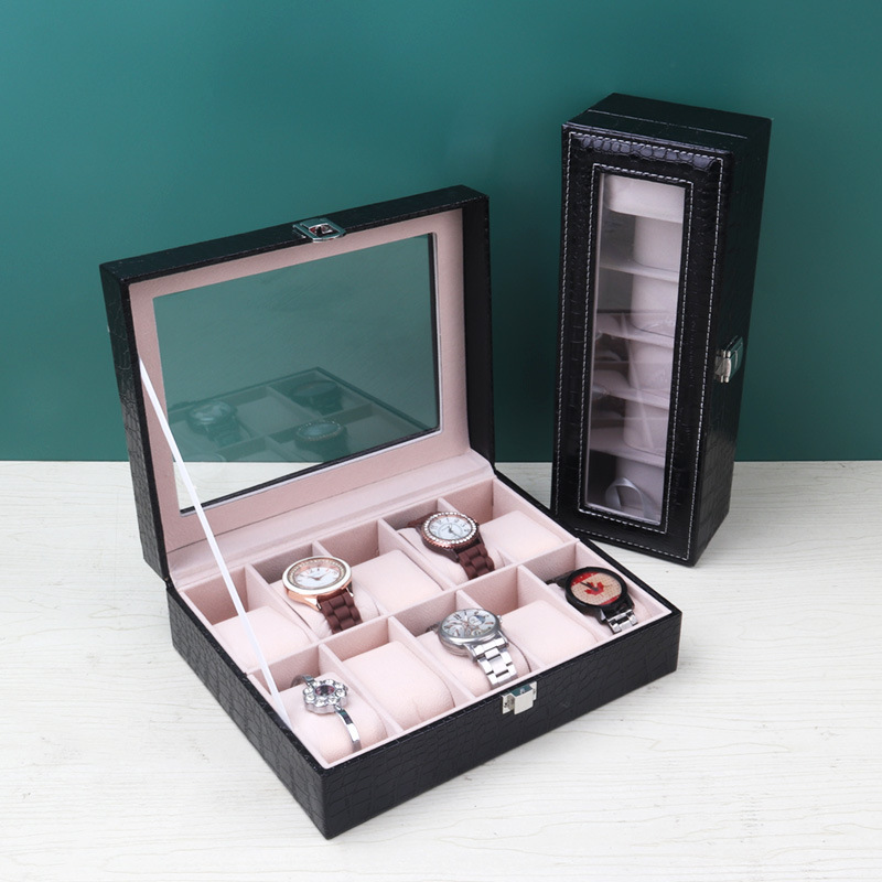 Gift Box Leather Watch Box 6-Digit 10-Digit 12-Digit Transparent Watch Box Watch Storage Box Watch Box Set