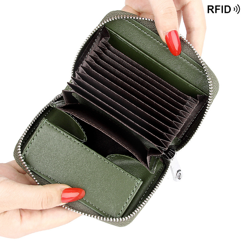 Amazon Rfid Anti-Theft Brush Organ Card Bag Large Capacity Card Real Pickup Set Coin Pocket Wholesale details Picture