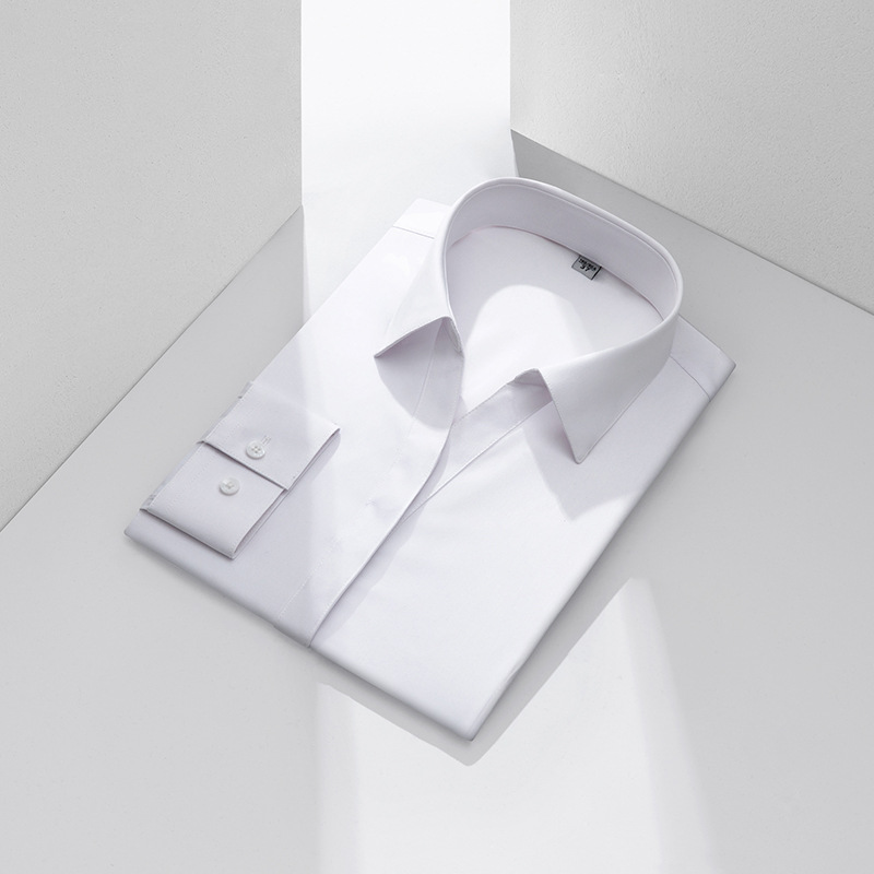 Three-proof shirt for men and women, long-sleeved bamboo fiber business non-ironing men's shirt, waterproof, oil-proof and stain-proof men's shirt Specification image