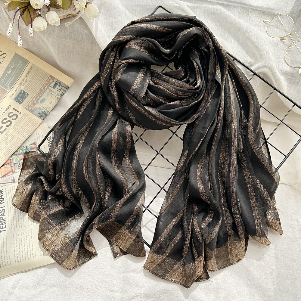 Spring/Summer Thin Silk Scarf Senior Sense Women's Scarf Vertical Elegant Shawl Muslim Scarf Gift Box