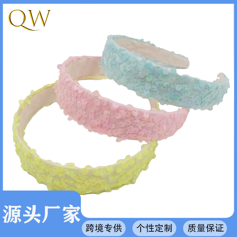 Qiwei Accessories Exclusive Qiwei Accessories Exclusive Qiwei Accessories Exclusive Double-sided Flip sequin Cross-border Hair Band